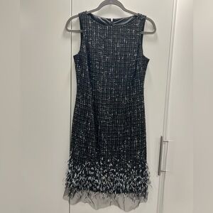 Chic Black and White Tweed Mini Dress